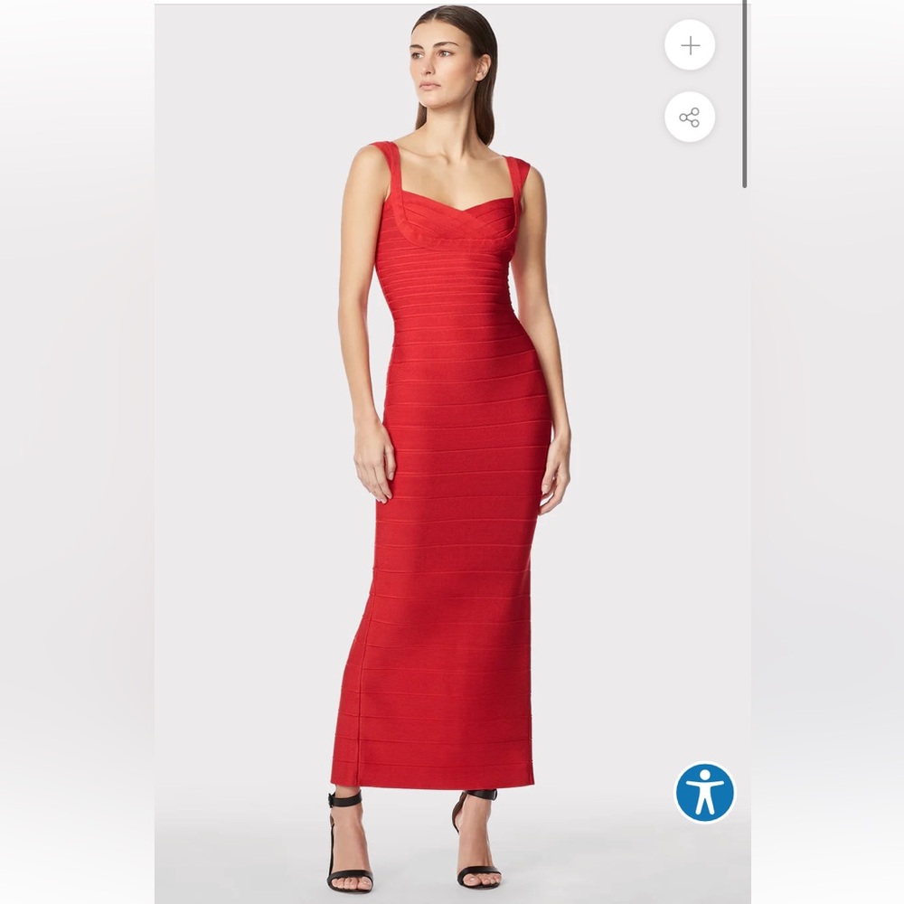 HERVÉ LÉGER Sweetheart-Neckline Banded Sheath Gown
